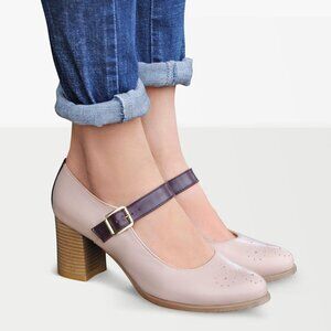 Ladies' Oxford Pumps in pastel rose and burgundy leather, EU 38/US 7.5
